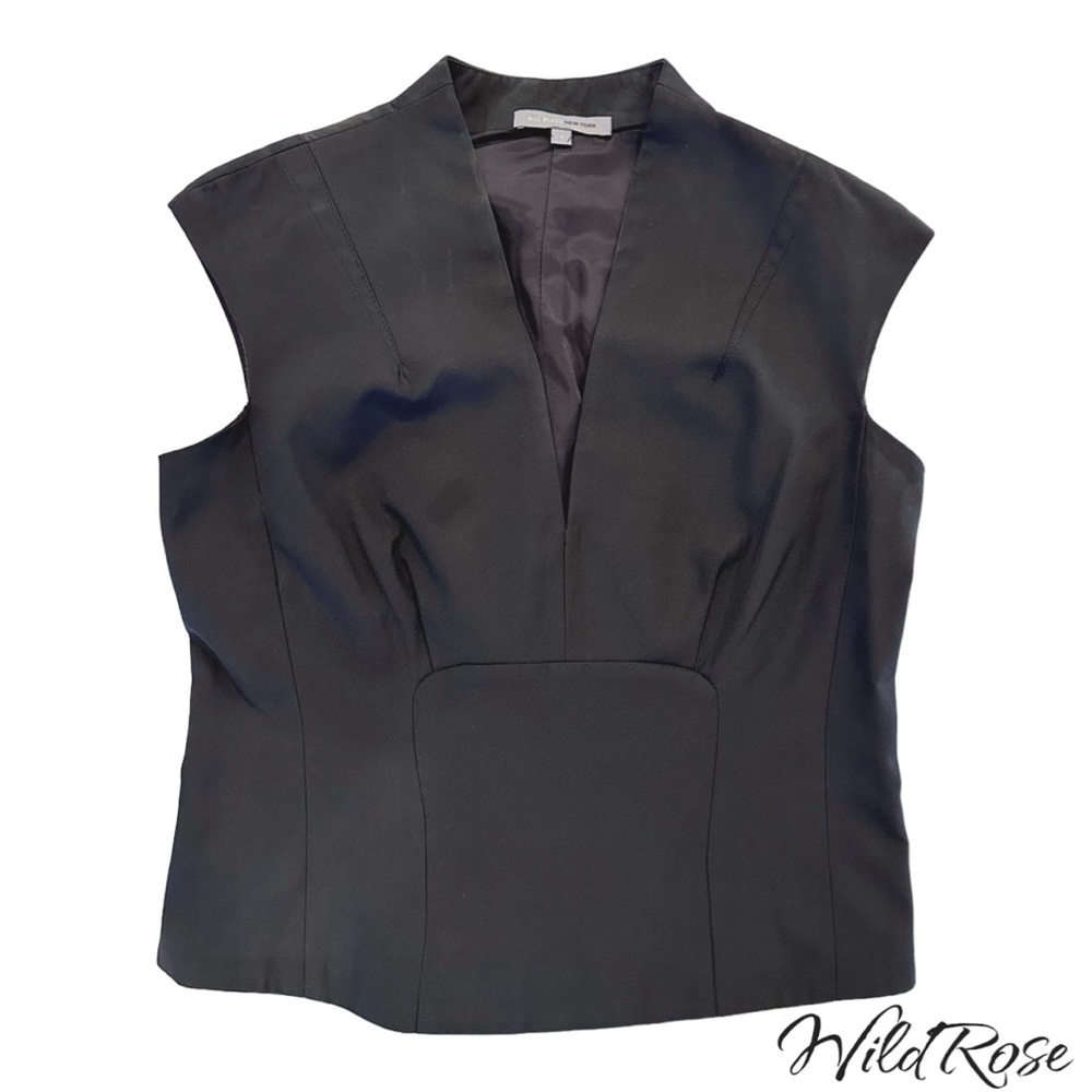 BILL BLASS BLACK STRUCTURED FITTED DARTED BLOUSE SZ 4